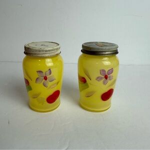 Vintage Bartlett Collins Hand Painted Salt N Pepper Shakers Yellow Flowers FLAW